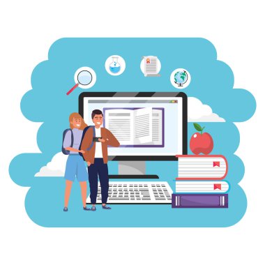 Online eğitim bin yıllık öğrenciler sıçrama çerçeve