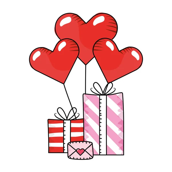 Valentines caixa de presente cartoon — Vetor de Stock