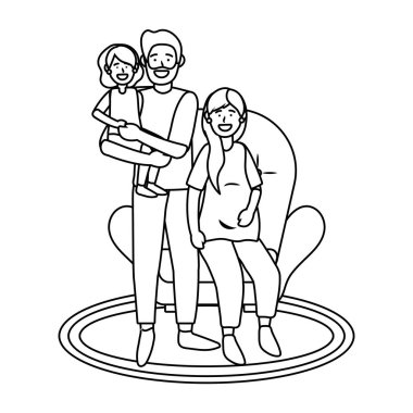 couple with child black and white