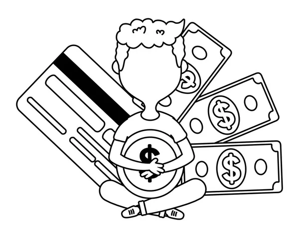 Man with money icon — Stock Vector