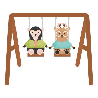 salıncakta reindeer ile sevimli kadın maymun