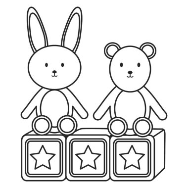 ayı ve tavşan oyuncakları eğlence ile küpler blokları