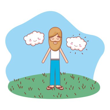 Genç adam vücut çizgi film