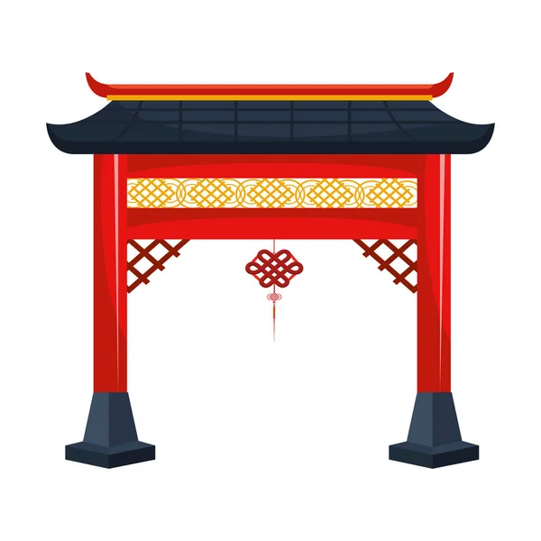 Chinese gate and pendant — Stock Vector