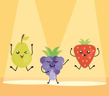 taze meyve kawaii karakterler