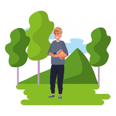 Bin yıllık öğrenci akıllı telefon açık havada kullanarak