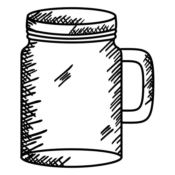 Vidro de frasco de pedreiro com desenho de tampa — Vetor de Stock