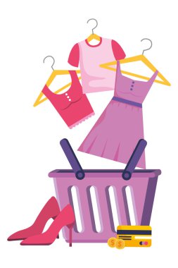 Alışveriş simgesi set tasarım vektör illüstrasyon