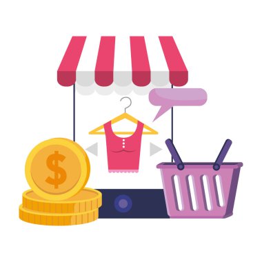 Akıllı telefon ve mağaza simge tasarım vektör illüstrasyon