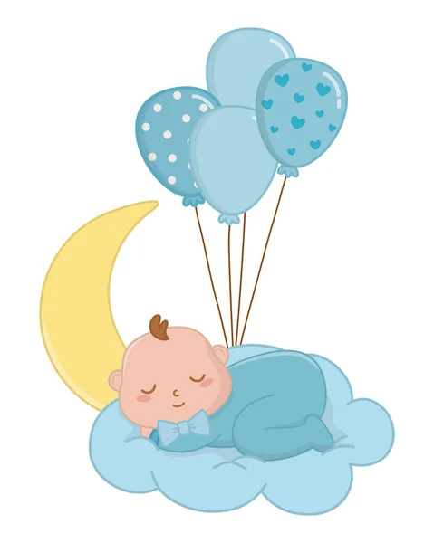 Baby slapen over een wolk vector illustratie — Stockvector