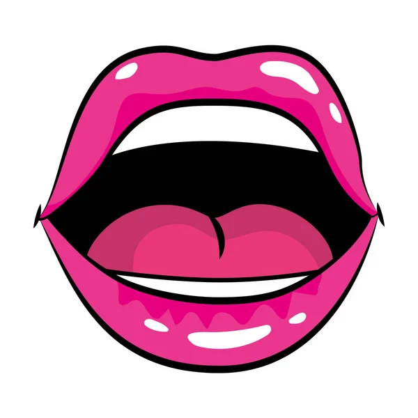 Popart komische lippen cartoon — Stockvector