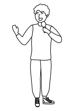 Mikrofon tasarım vektör illüstrasyon ile Adam