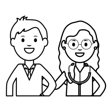 işadamı ile profesyonel kadın doktor