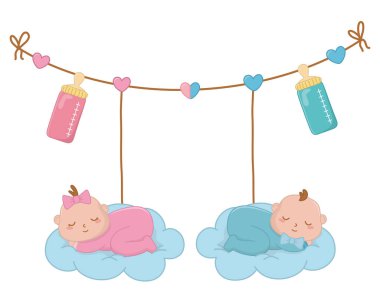 bir bulutun üzerinde uyuyan bebek