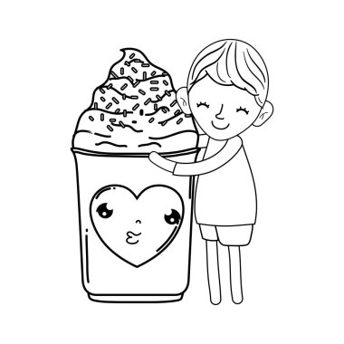 dondurma kawaii karakteri ile küçük çocuk