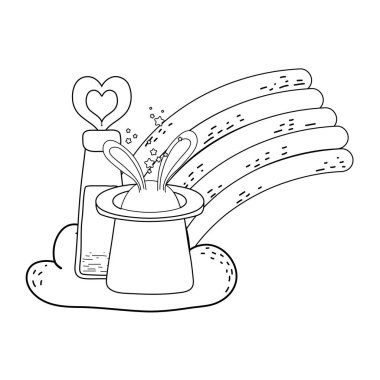 tavşan kulakları ve iksir şişesi ile masal sihirli şapka