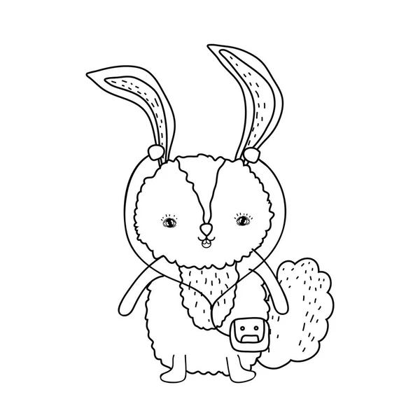 Malý roztomilý králík s walkmanem — Stockový vektor