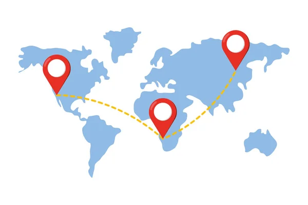 Mapa z wskaźnikami lokalizacji — Wektor stockowy