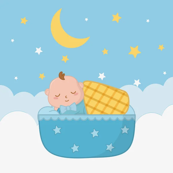 Bebé durmiendo en una cuna — Vector de stock