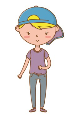 Şık çocuk karikatür kıyafeti izole