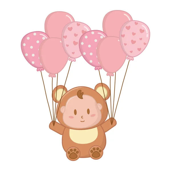 Traje de urso com balões —  Vetores de Stock