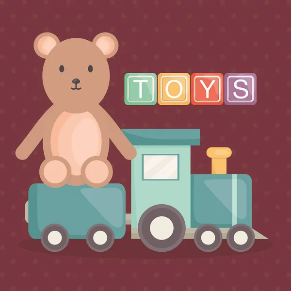 Blocos alfabéticos com brinquedos de bebê — Vetor de Stock