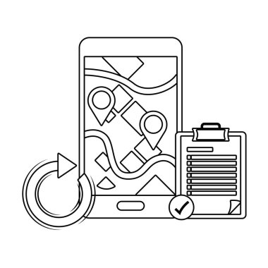 siyah ve beyaz harita gösteren cep telefonu