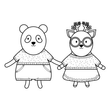 ayı panda ile sevimli kadın reindeer