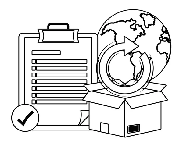 Box med checklista i svartvitt — Stock vektor