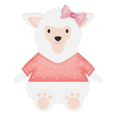 sevimli kadın koyun çocuksu karakter