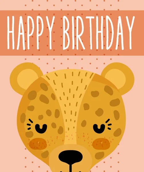 Gelukkige verjaardag schattige dieren kaart — Stockvector