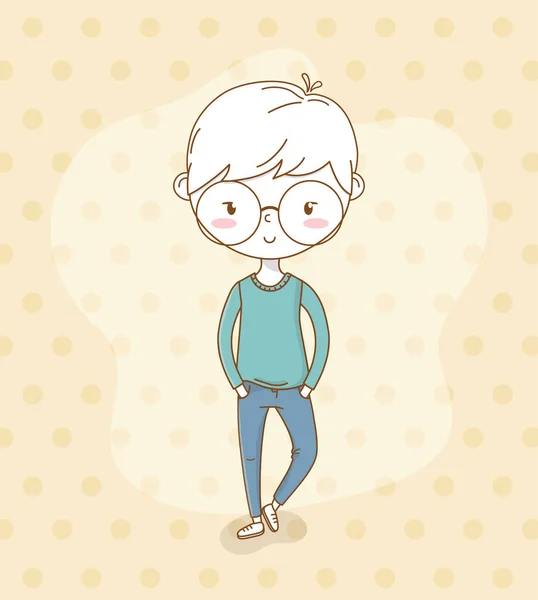 Beau petit garçon avec des lunettes — Image vectorielle