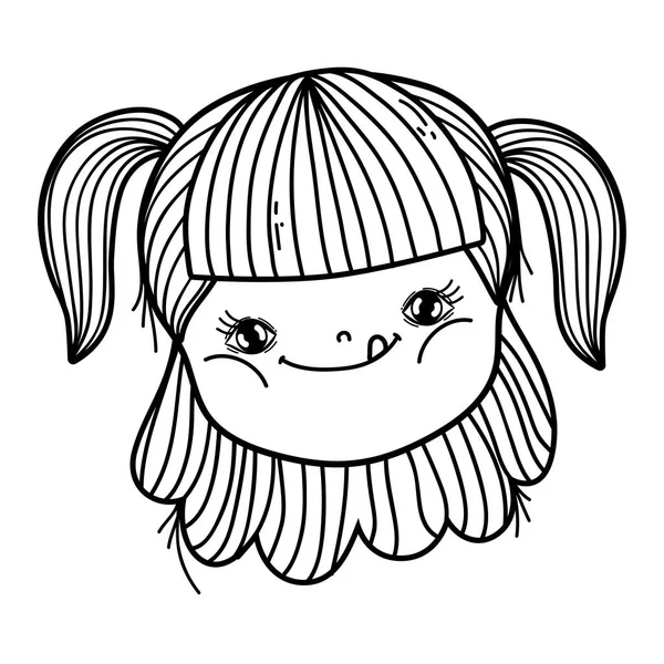 小女孩的头可爱的性格 — 图库矢量图片