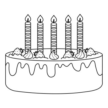 çilek ve mumlar ile lezzetli tatlı kek