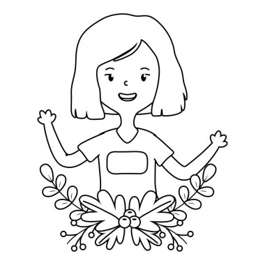 Genç kız karikatür tasarım vektör illüstrasyon