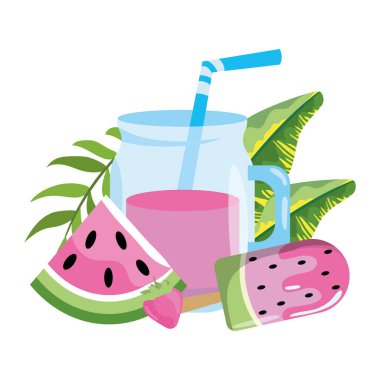 lezzetli taze meyve suyu çizgi film