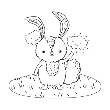 Kampta sevimli küçük tavşan karakteri