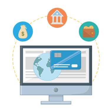 Alışveriş online simge tasarım vektör illüstrasyon