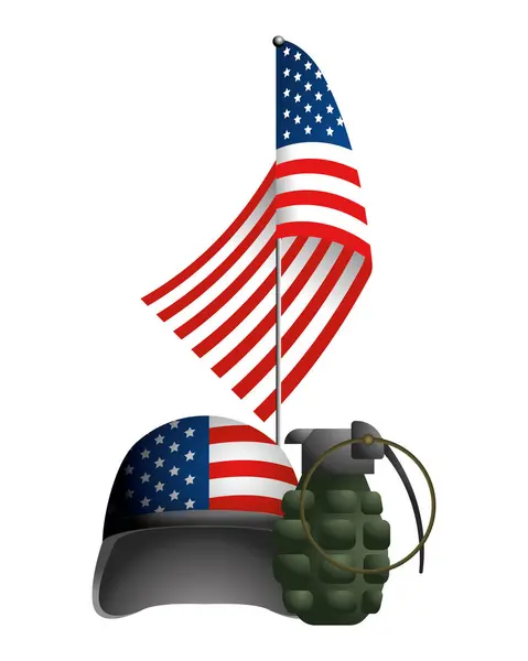 軍のヘルメットを持つ統一州旗 — ストックベクタ
