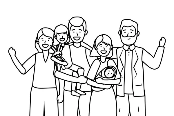 Familia avatar personaje de dibujos animados — Vector de stock