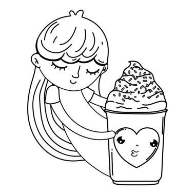 dondurma kawaii karakteri ile küçük kız