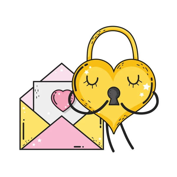 Cadenas avec icône amour coeur — Image vectorielle