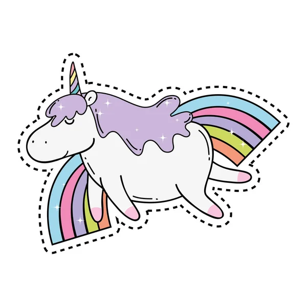 Cute unicorn with rainbow kawaii — Stock Vector
