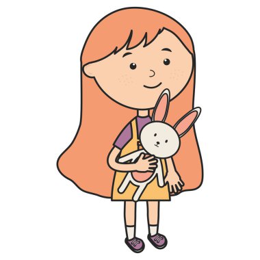 tavşan dolması ile sevimli küçük kız