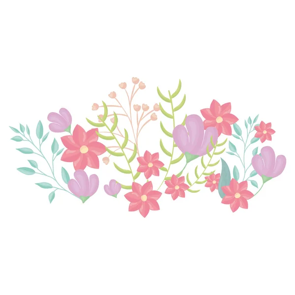 Çiçekler ve Leafs dekorasyon — Stok Vektör