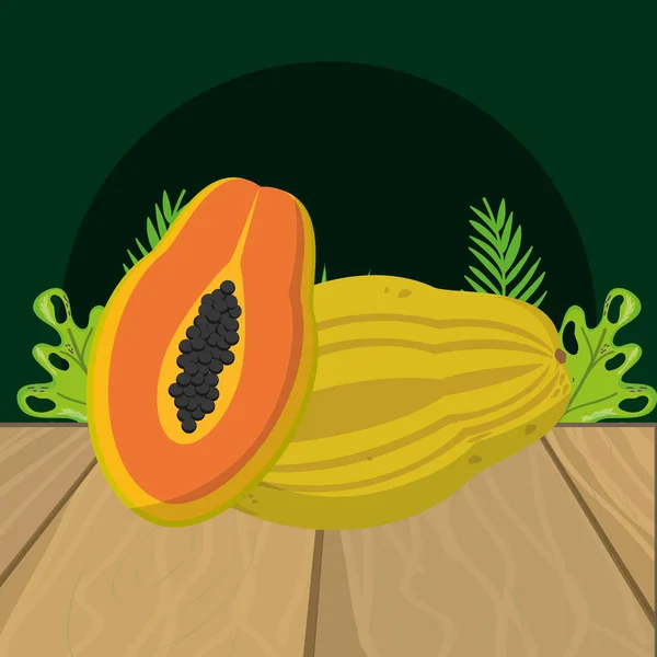 Vers fruit papaya cartoon — Stockvector