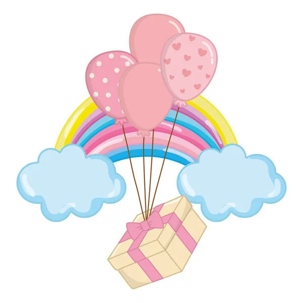 Ballon avec boîte cadeau — Image vectorielle