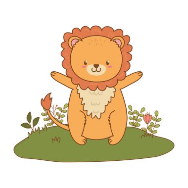 alan karakteri sevimli aslan ormanlık