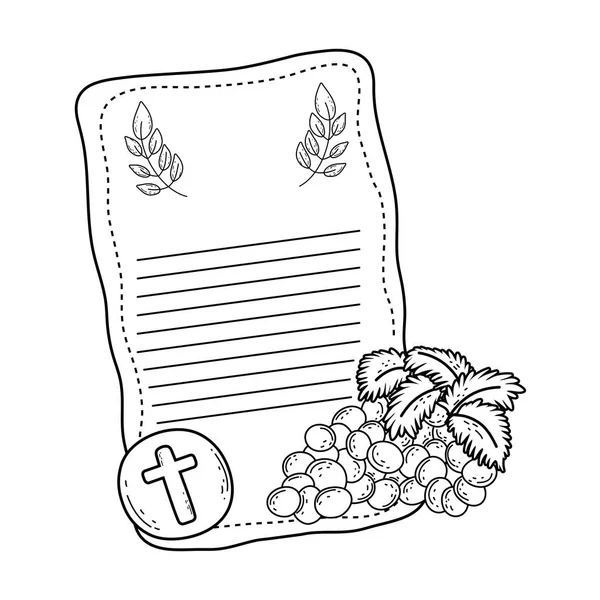 Primeiro cartão de comunhão com uvas — Vetor de Stock