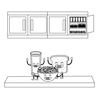 lezzetli kawaii kahvaltı çizgi film